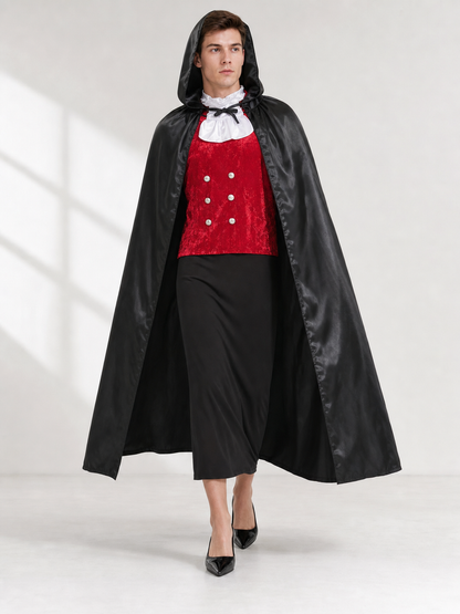 Black Hooded Carnival Cloak for Cosplay
