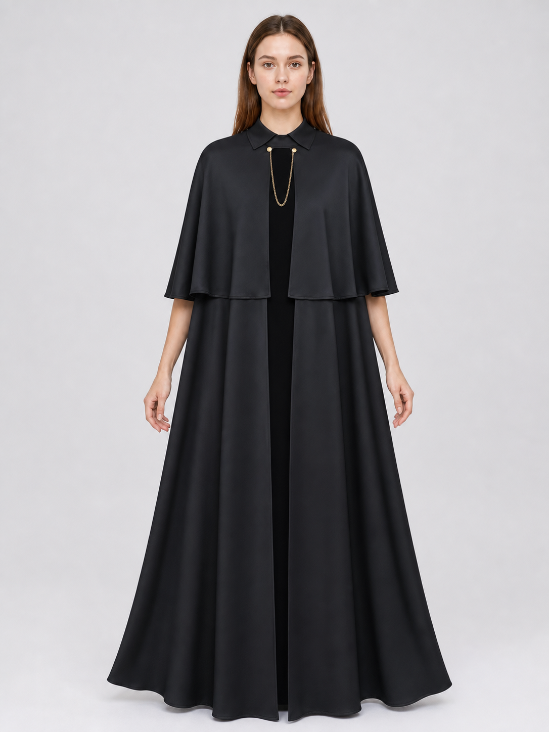 Black Gothic Cape with Chain for Cosplay