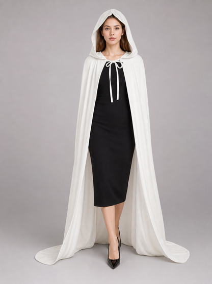Long White Hooded Carnival Cape