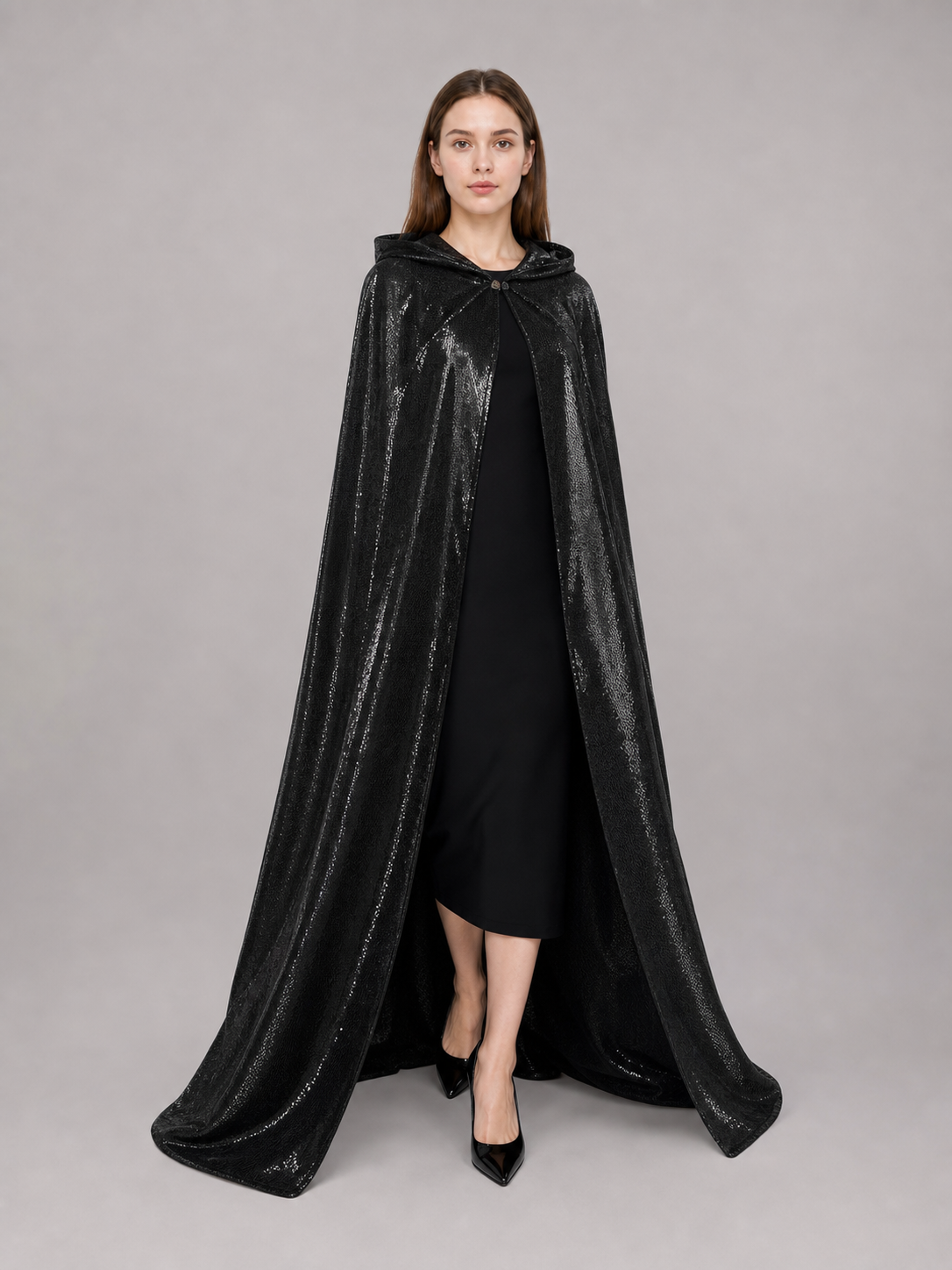 Black Gothic Hooded Carnival Cloak
