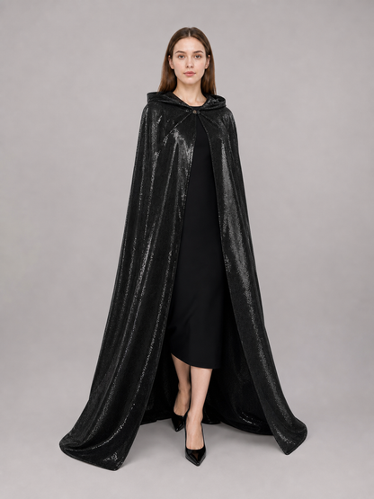 Black Gothic Hooded Carnival Cloak