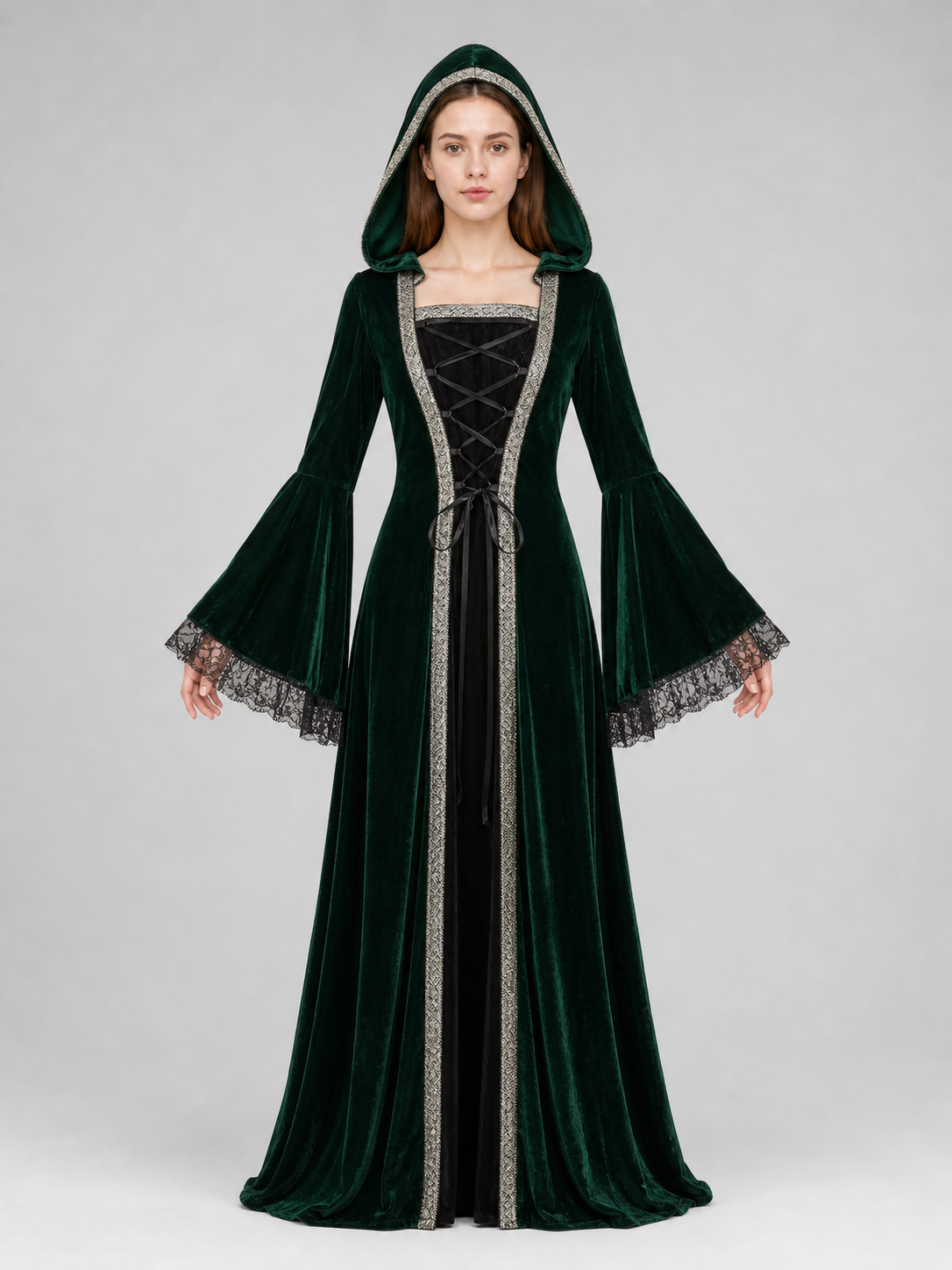 Gothic Hooded Dress in a Medieval Style