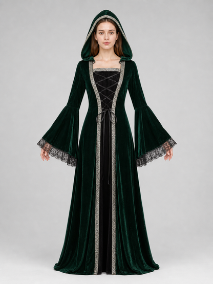 Gothic Hooded Dress in a Medieval Style