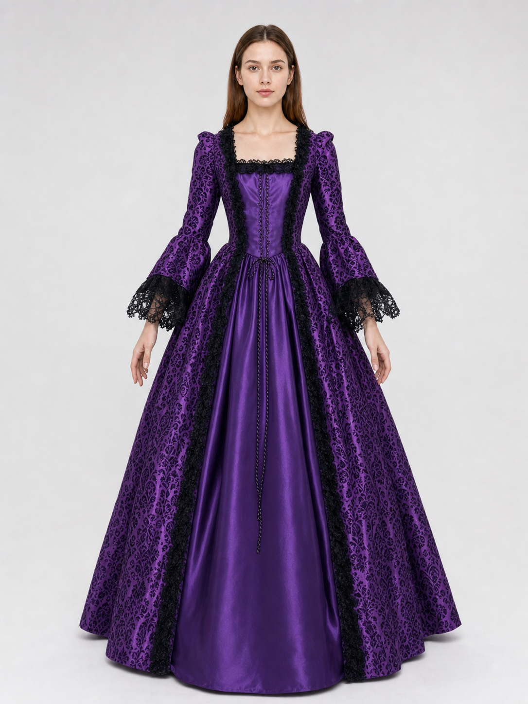 Gothic Historical Dress with Wide Sleeves