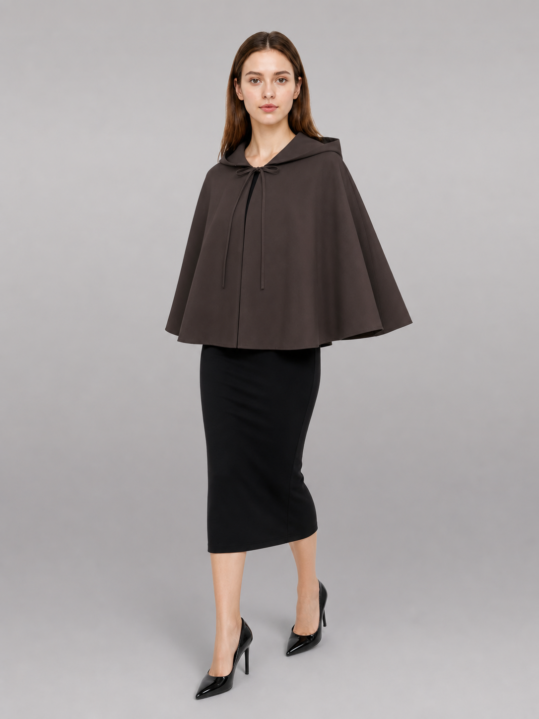 Dark Brown Hooded Costume Cloak