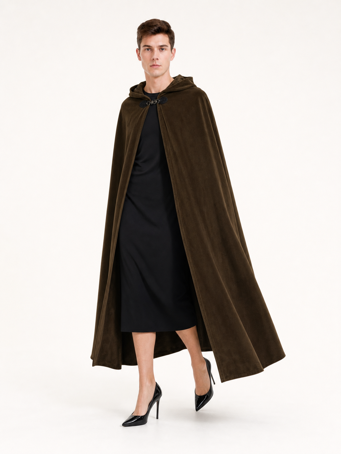 Brown Hooded Costume Cape