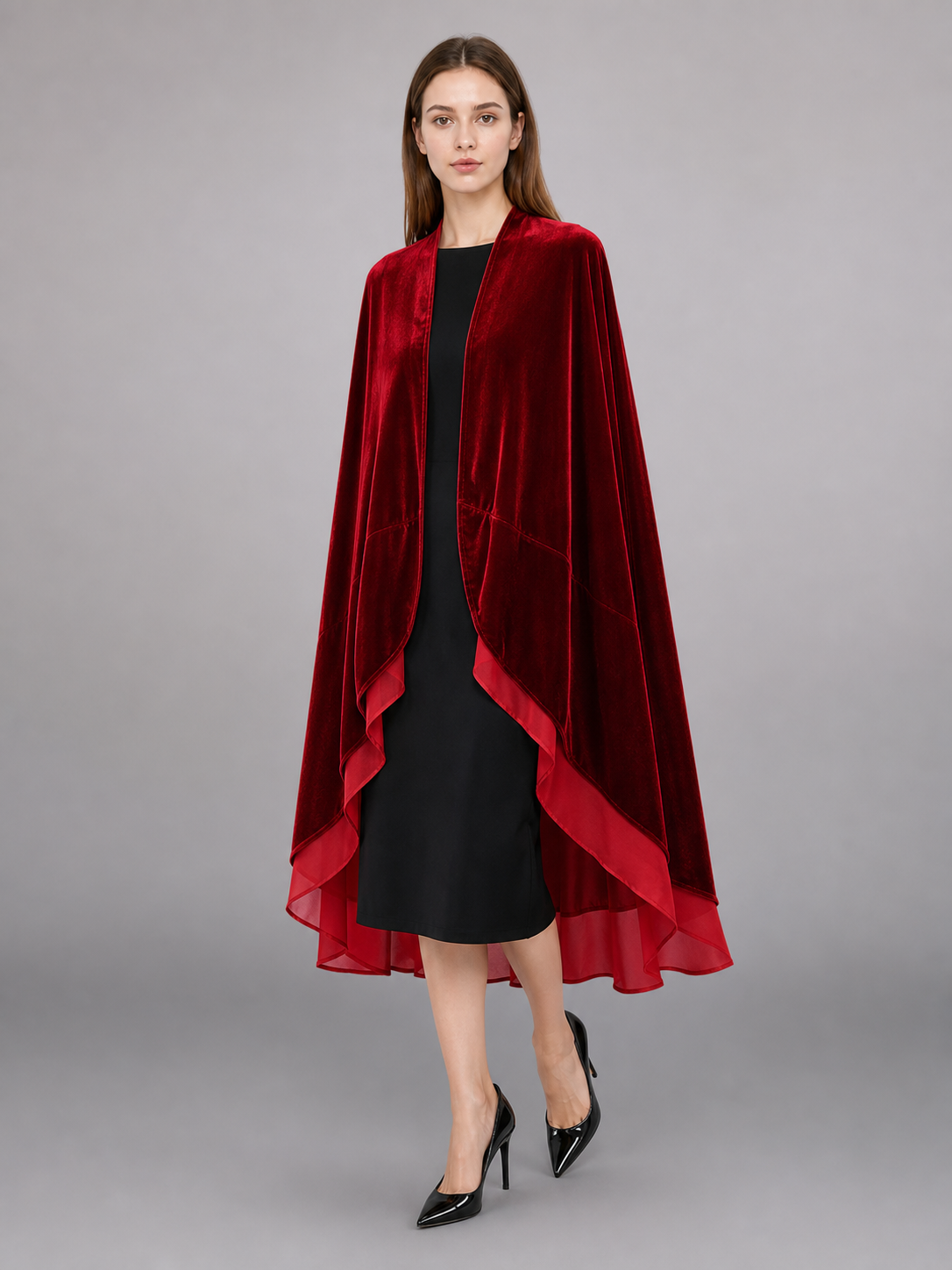 Red carnival cape with long sleeves
