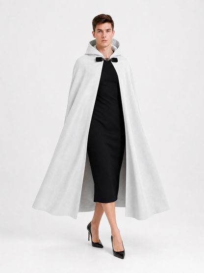White medieval costume cloak with hood