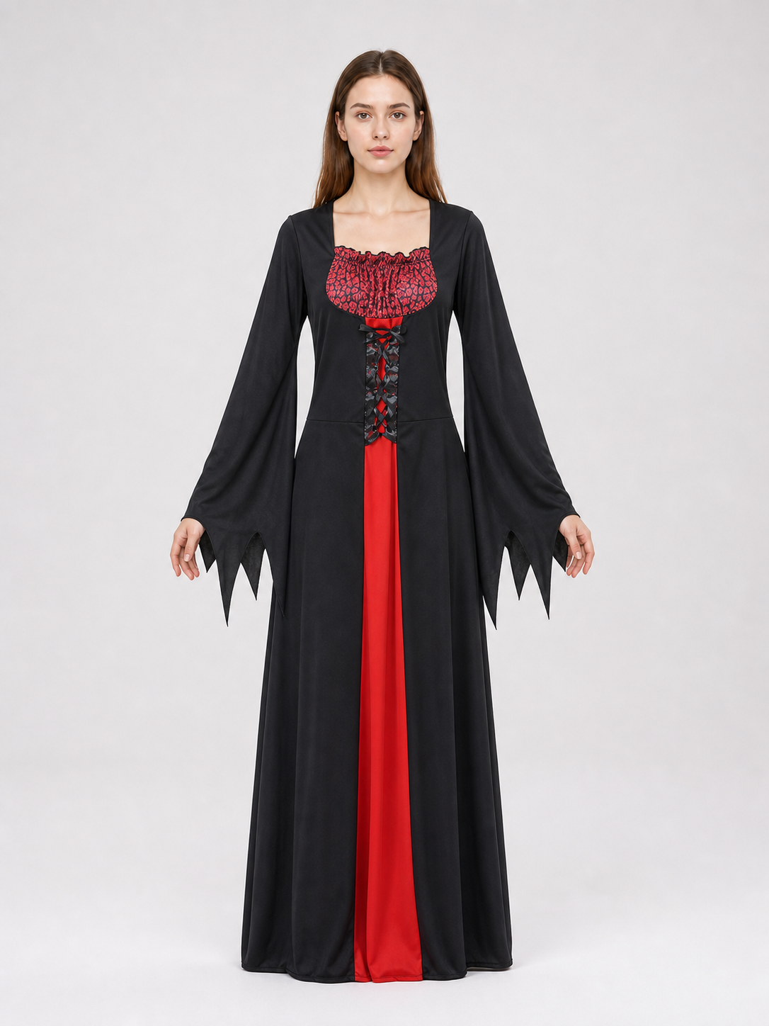 Halloween Witch Costume with Long Dress and Hat