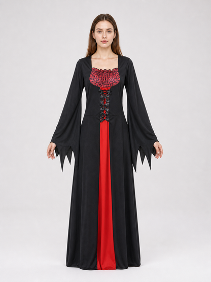 Halloween Witch Costume with Long Dress and Hat