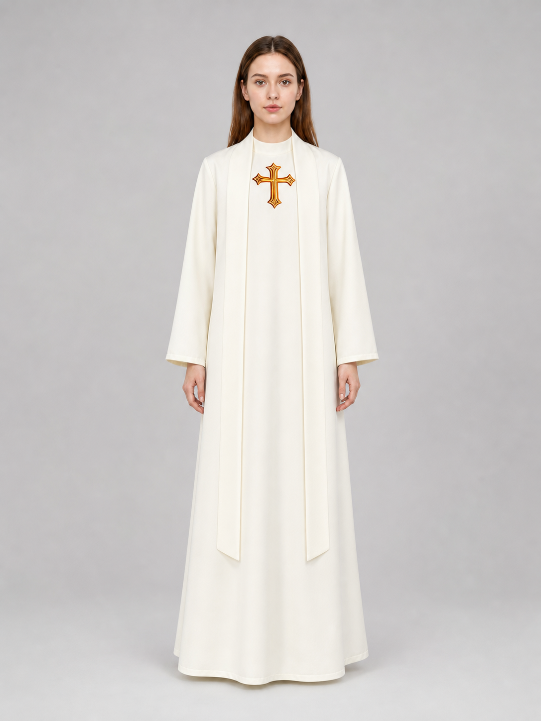 Cosplay Costume: White Cassock with Cross and Belt