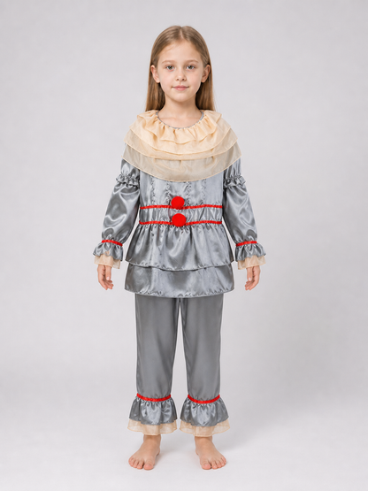 Clown Costume with Ruffles and Red Trim