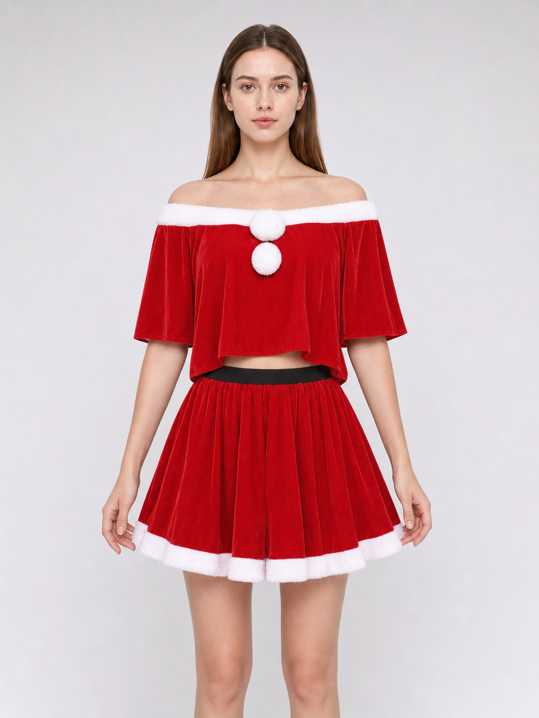 Festive Santa Claus Costume: Top, Skirt, and Hat