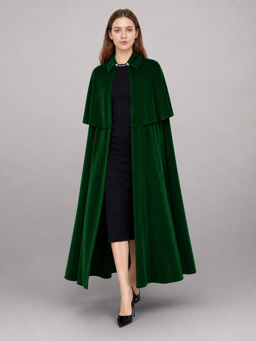 Green Carnival Cloak with High Collar