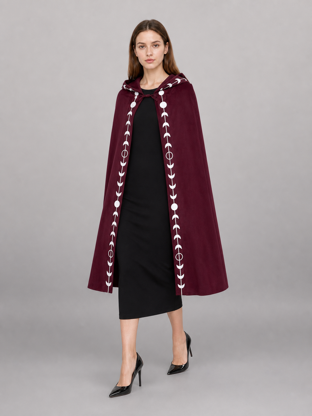 Burgundy Hooded Carnival Cloak