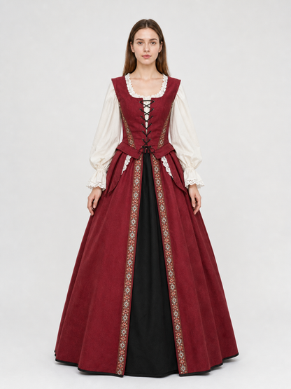 Renaissance-Style Dress with a Square Neckline