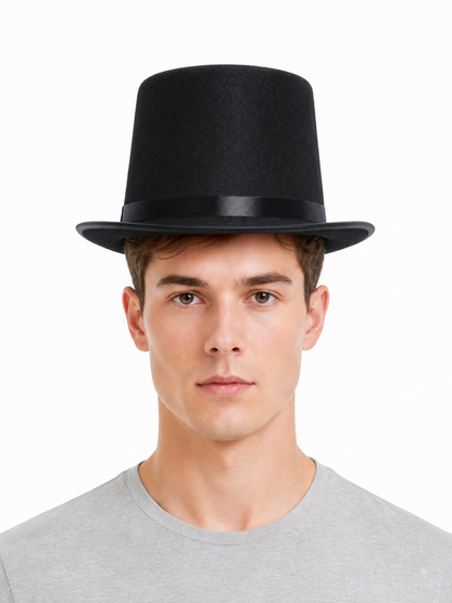 Black Carnival Top Hat with Wide Brim