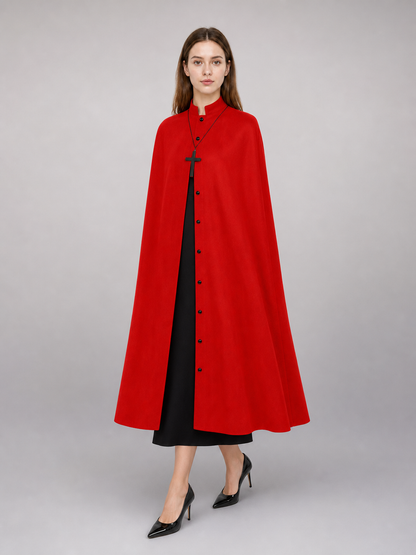 Red Long Carnival Cloak with Collar