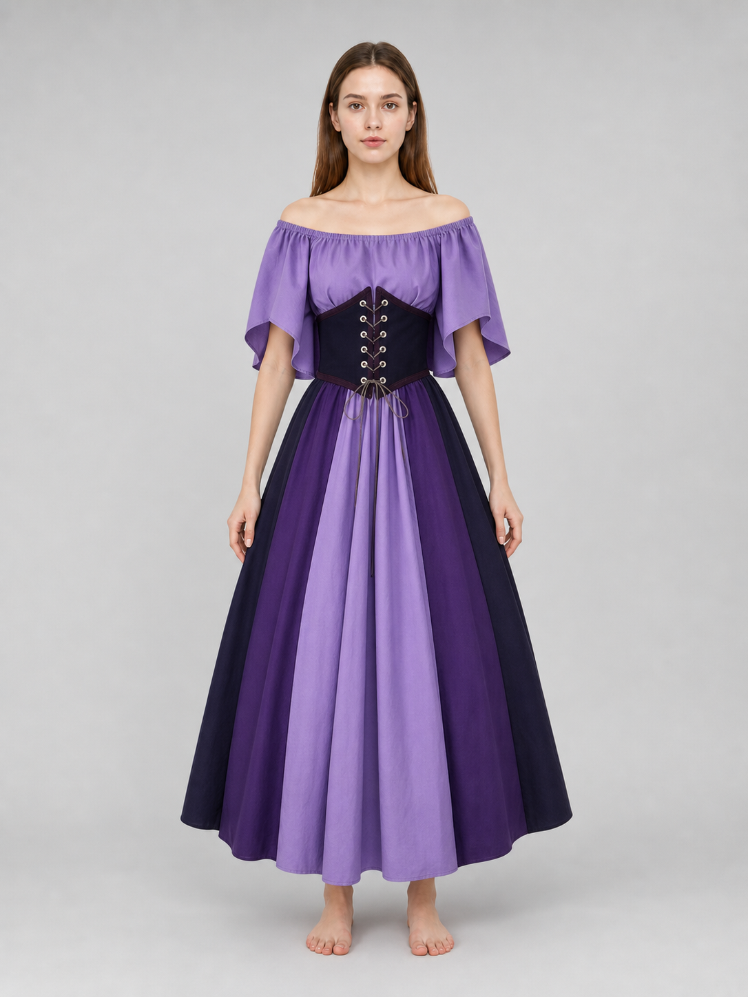 Fantasy Dress with Corset Lacing and Ruffles