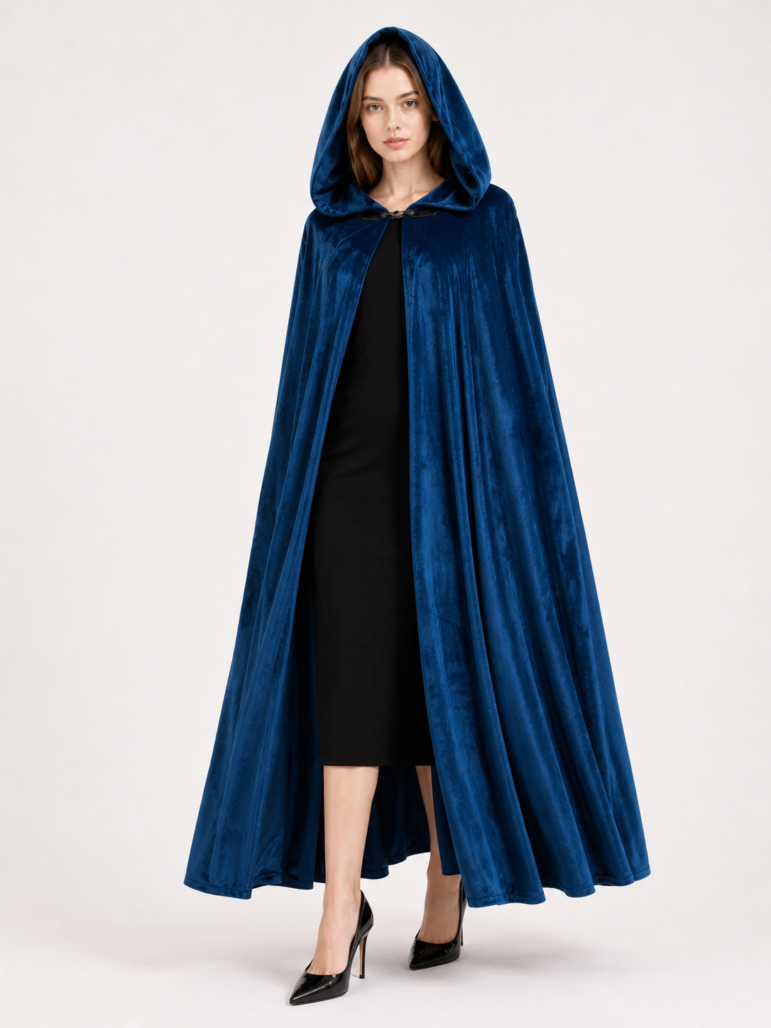 Blue Medieval Hooded Costume Cloak
