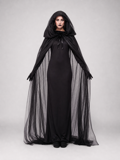 Carnival costume with hood, cloak, and gloves