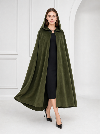 Long Green Hooded Costume Cloak