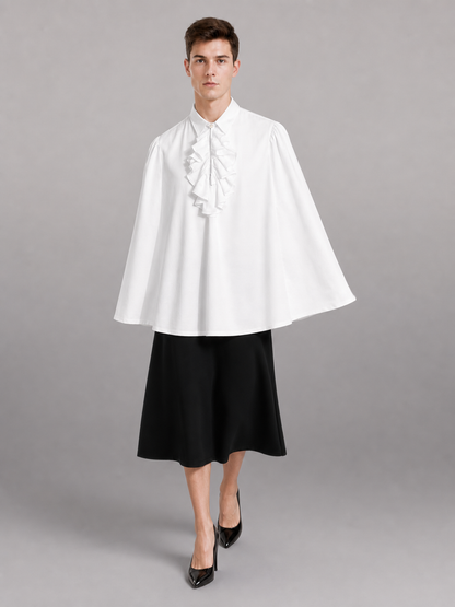 White Blouse with Jabot and Long Sleeves