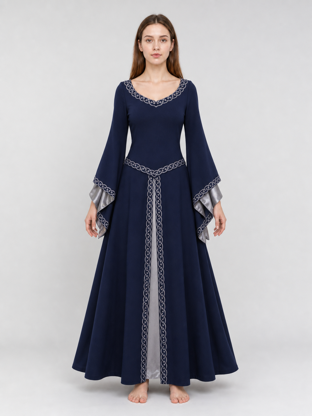Long-Sleeve Medieval-Style Maxi Dress