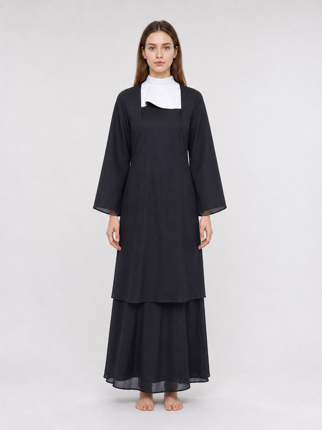 This nun costume is designed for a distinctive themed look and is suitable for costume parties, stage performances, themed events, Halloween, and other occasions when you want to add recognizable details to your outfit. The set comes in a c