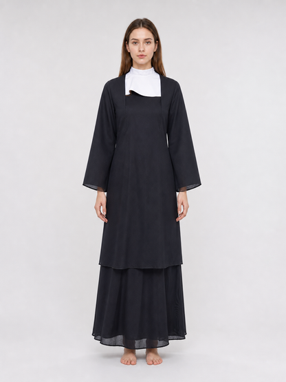 This nun costume is designed for a distinctive themed look and is suitable for costume parties, stage performances, themed events, Halloween, and other occasions when you want to add recognizable details to your outfit. The set comes in a c