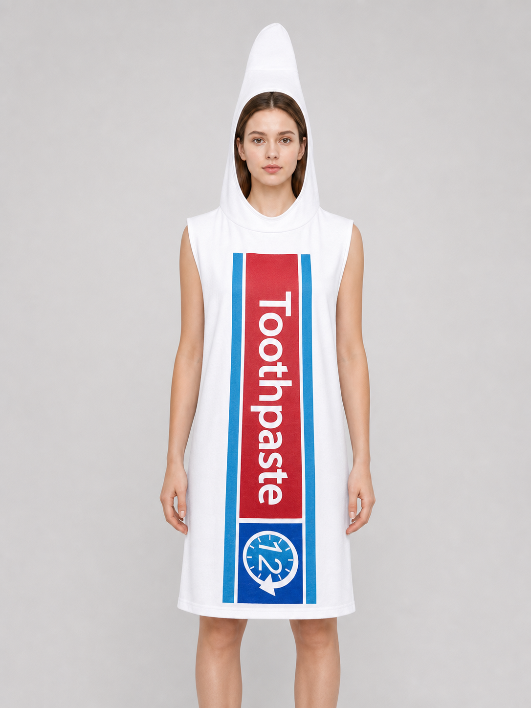 Toothpaste Cosplay Costume, White, Red, and Blue