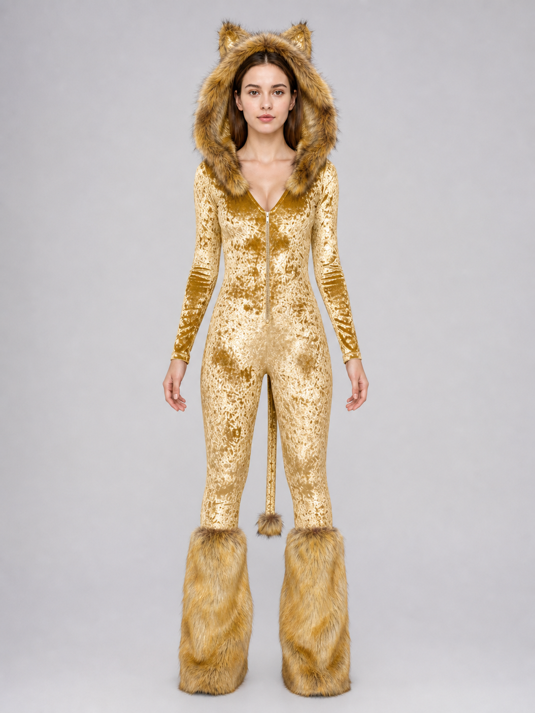 Lion cosplay costume with hood and tail