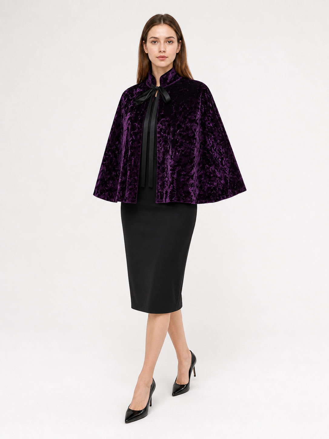Purple Costume Cloak with High Collar