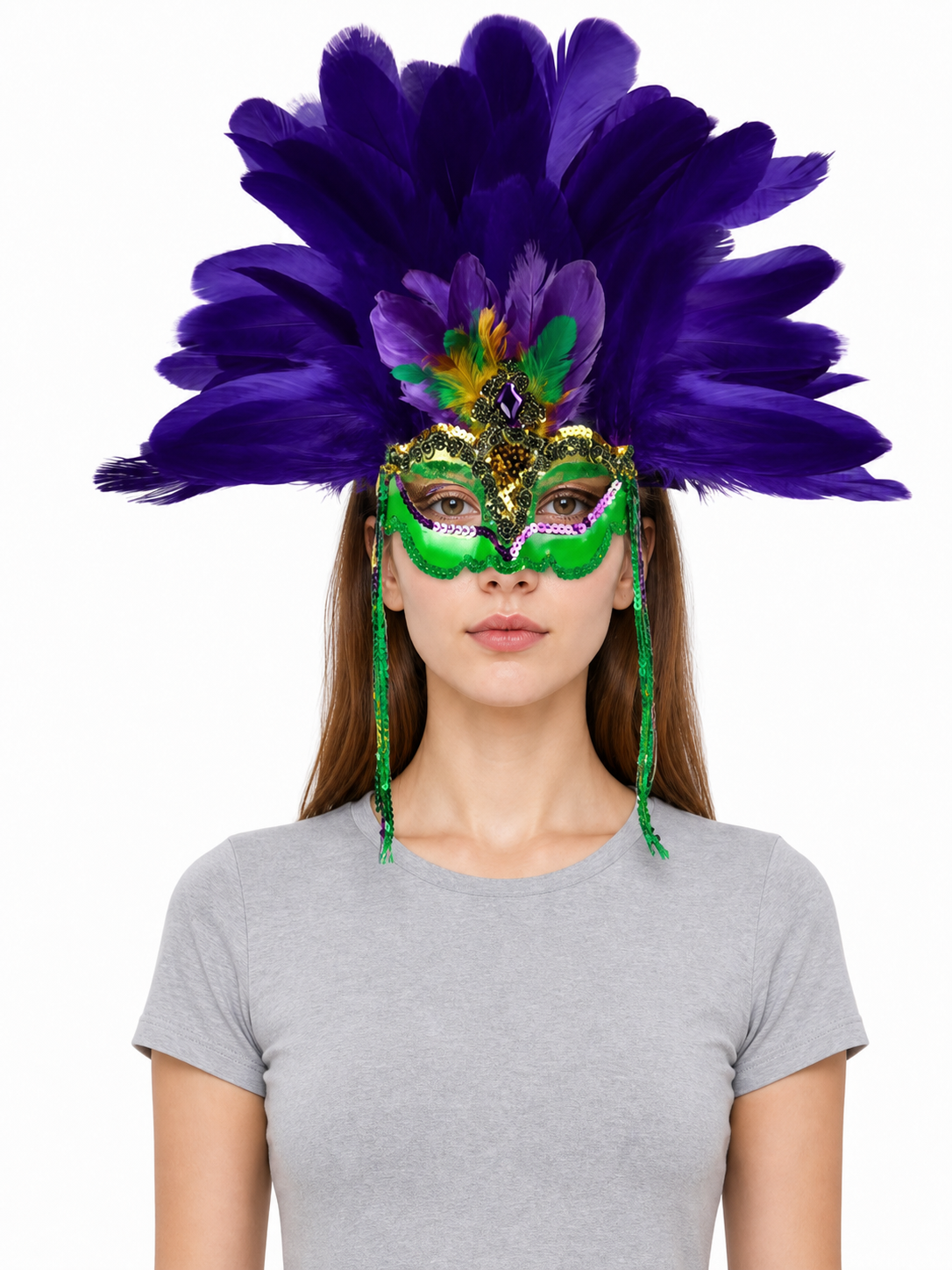 Masquerade Mask with Purple Feathers
