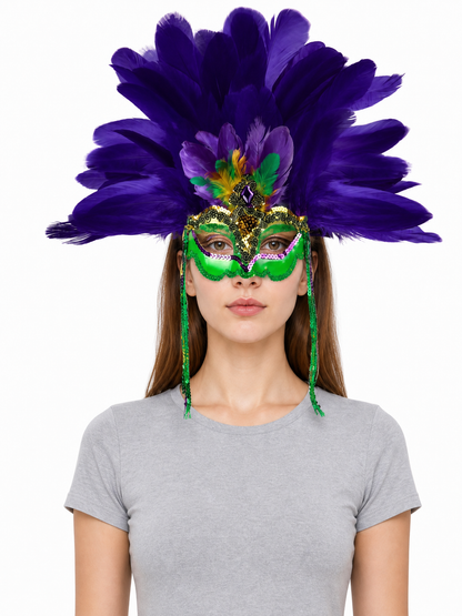 Masquerade Mask with Purple Feathers