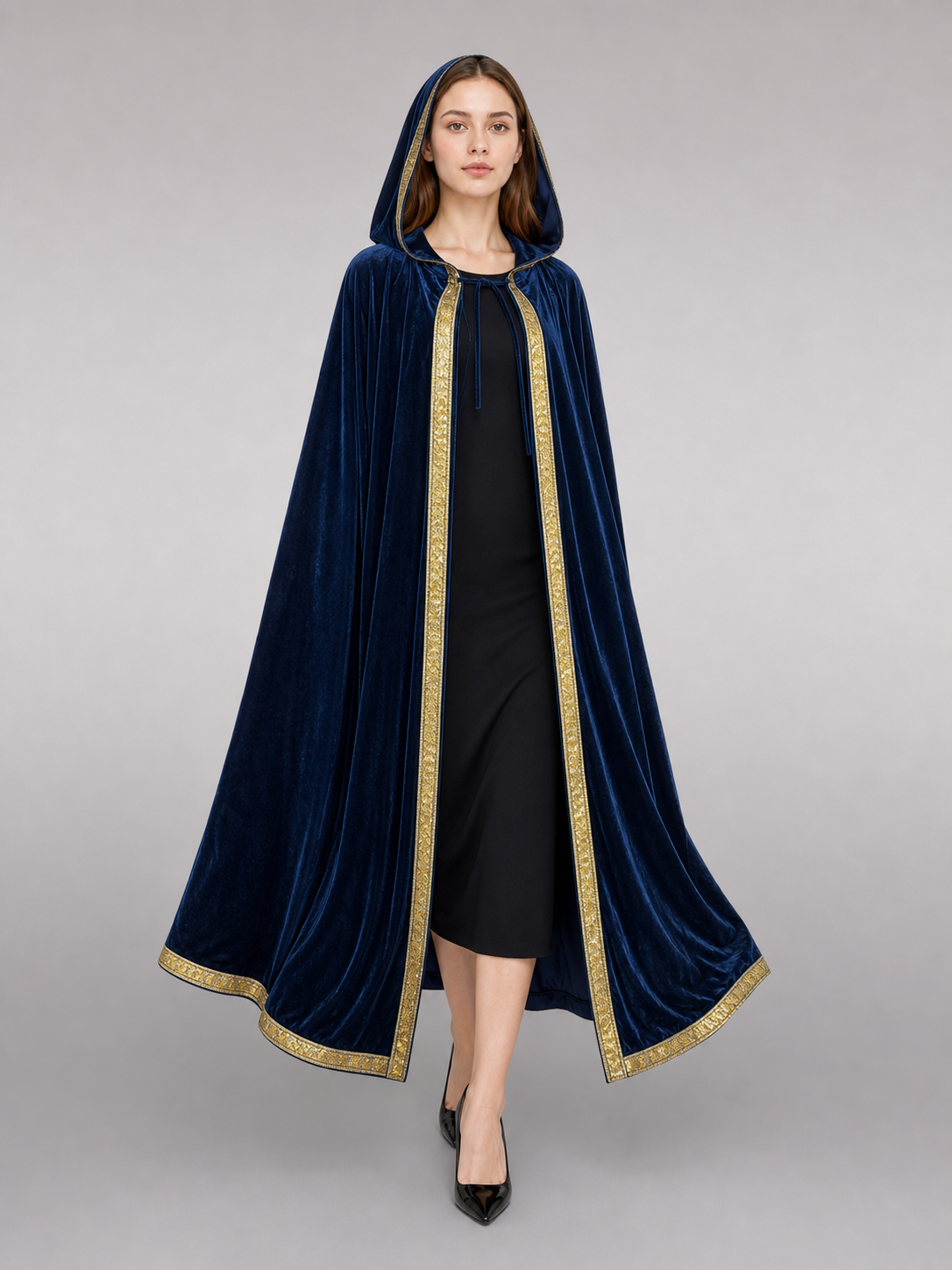 Dark Blue Hooded Carnival Cloak
