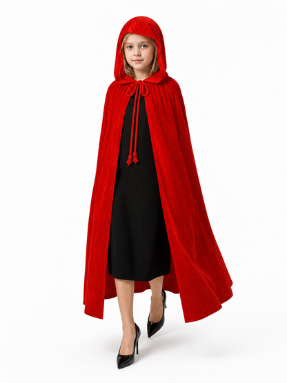 Red Carnival Cape with a Large Hood