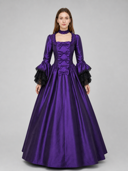 Gothic-Style Carnival Dress with Long Sleeves front view