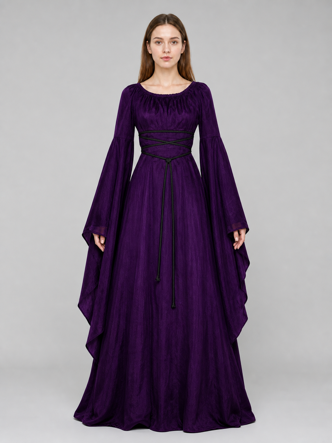 Floor-Length Gothic Dress with Corset Lacing