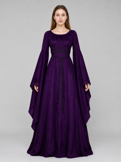 Floor-Length Gothic Dress with Corset Lacing