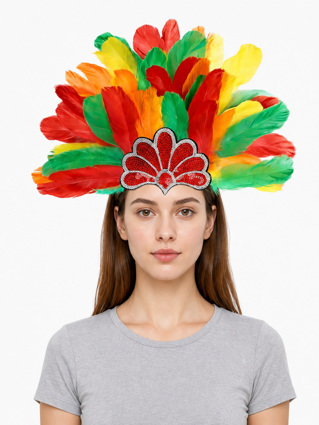 Multicolored Carnival Feather Headpiece