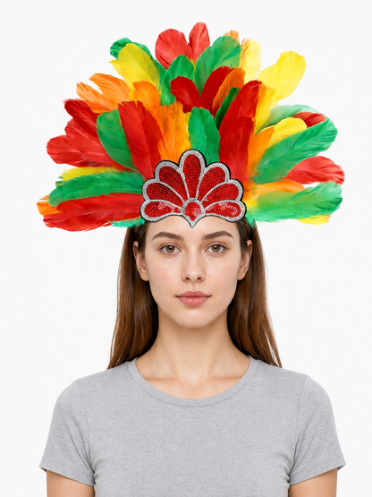 Multicolored Carnival Feather Headpiece