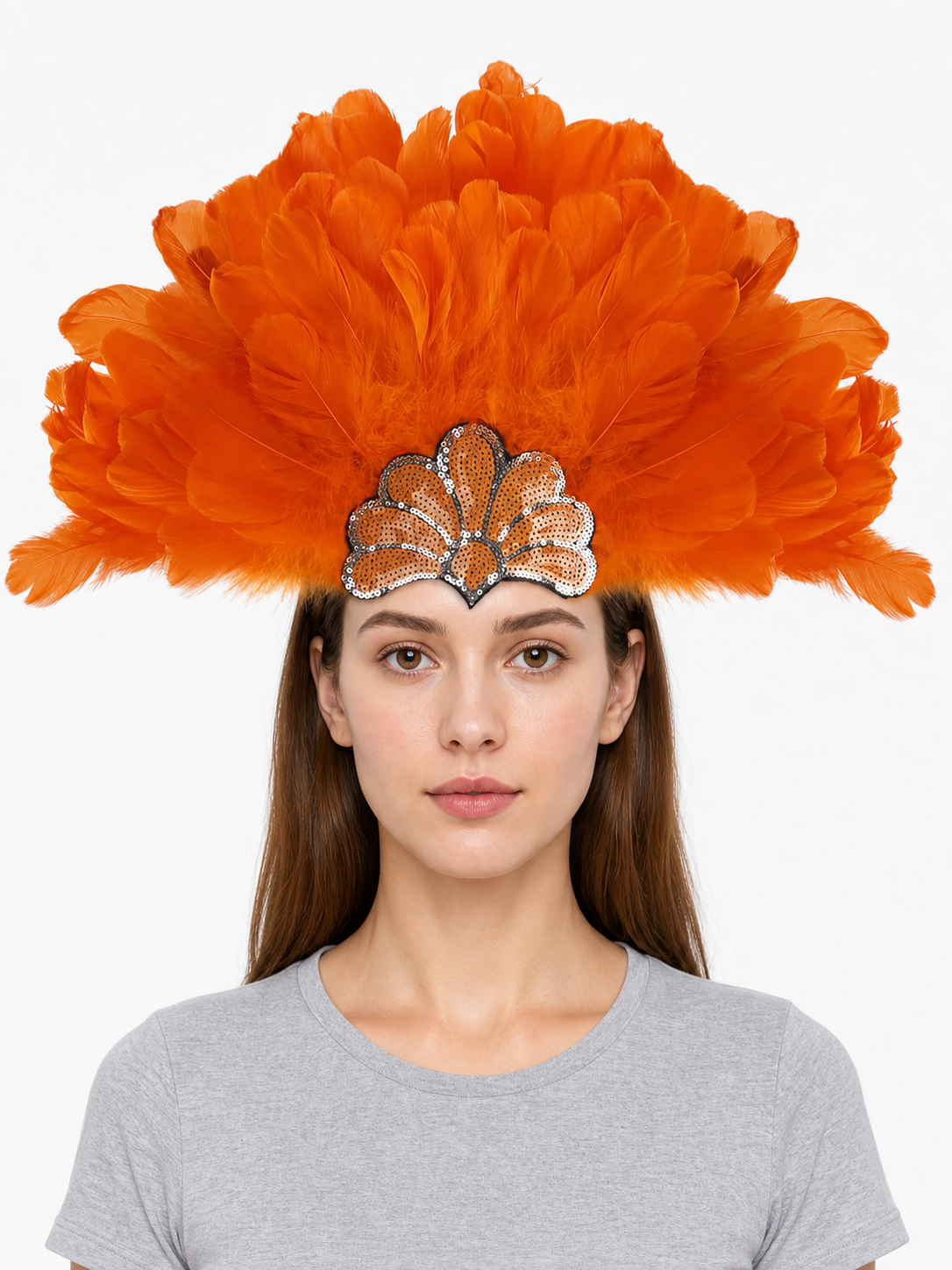 Carnival Headpiece with Orange Feathers