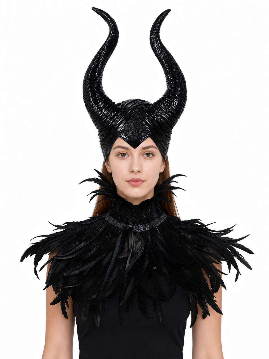 Carnival Headpiece with Black Horns front view