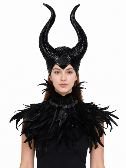 Carnival Headpiece with Black Horns front view