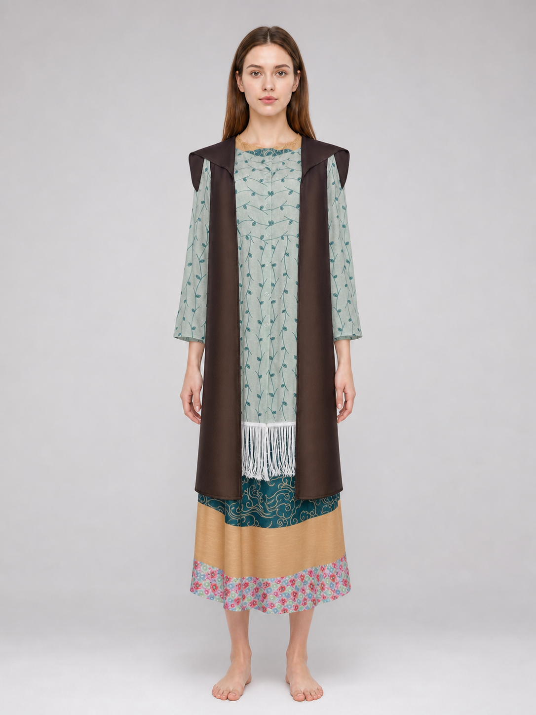 Sybill Trelawney Cosplay Costume, Fringed Dress