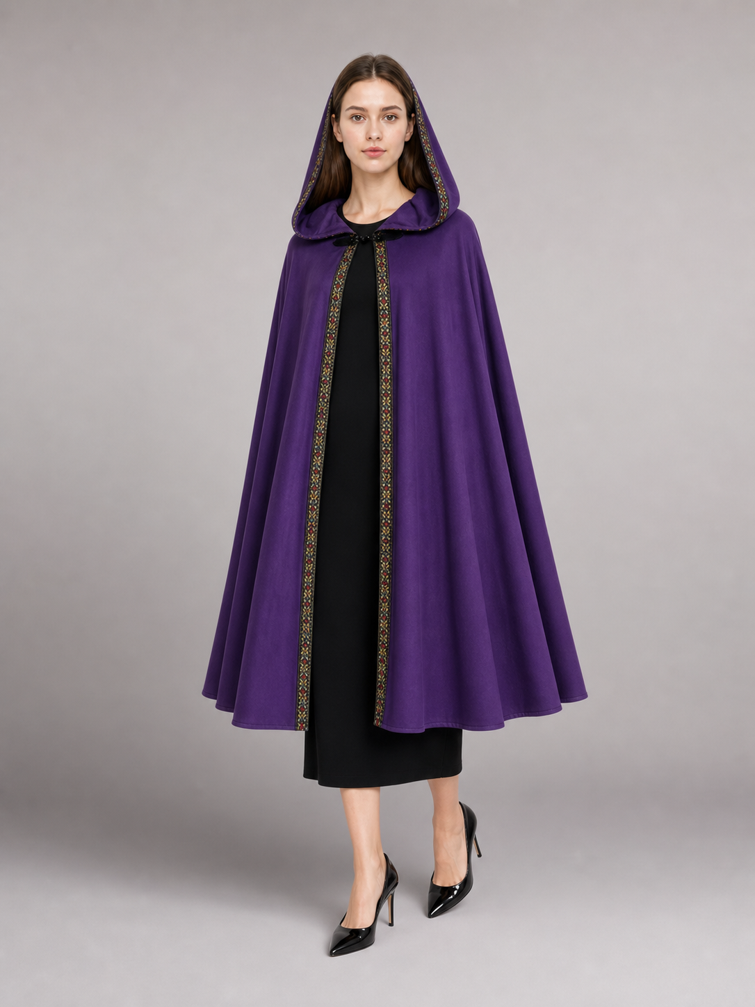 Purple Hooded Velvet Costume Cape product view 21
