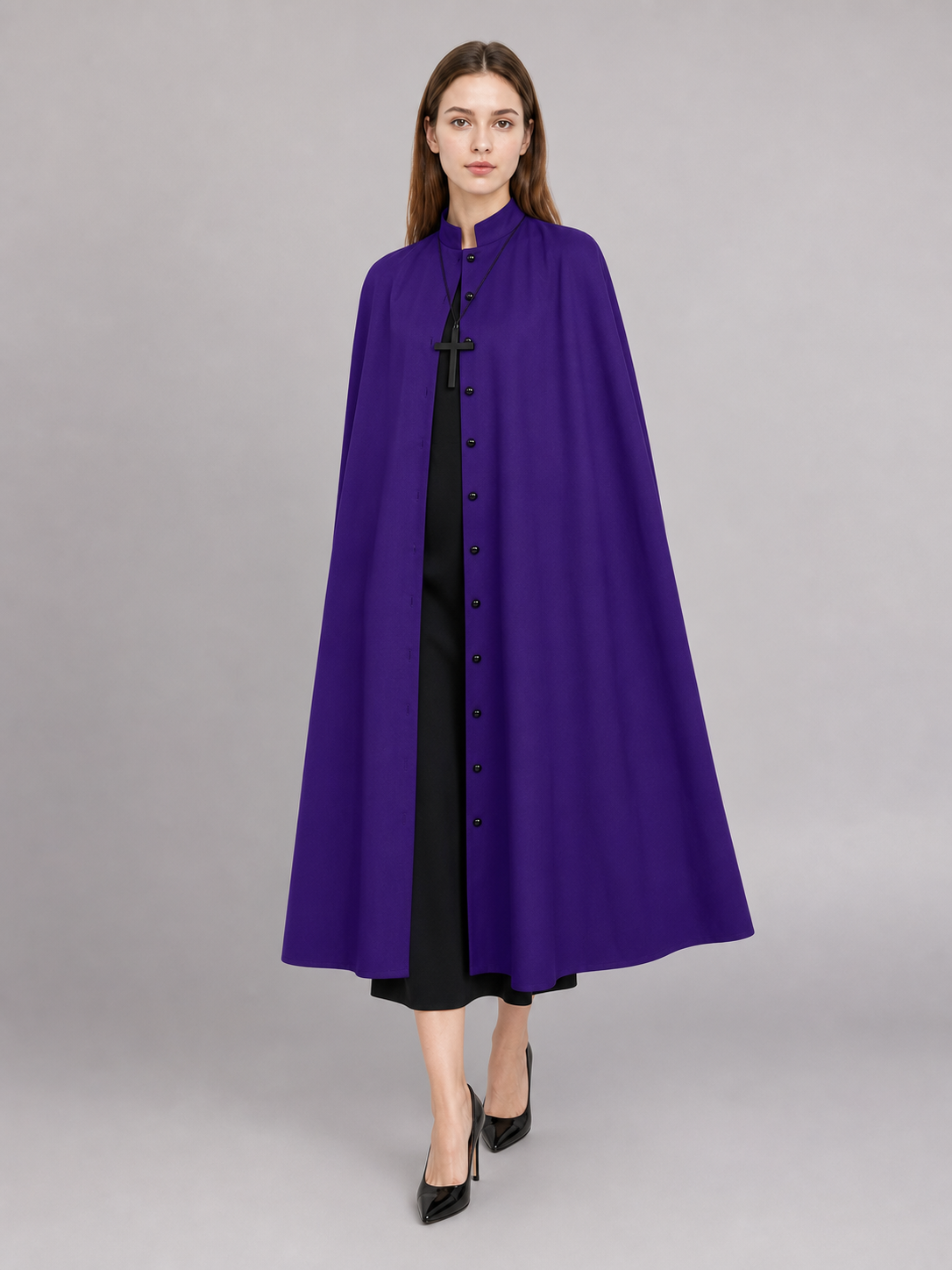 Long Purple Hooded Robe with Collar