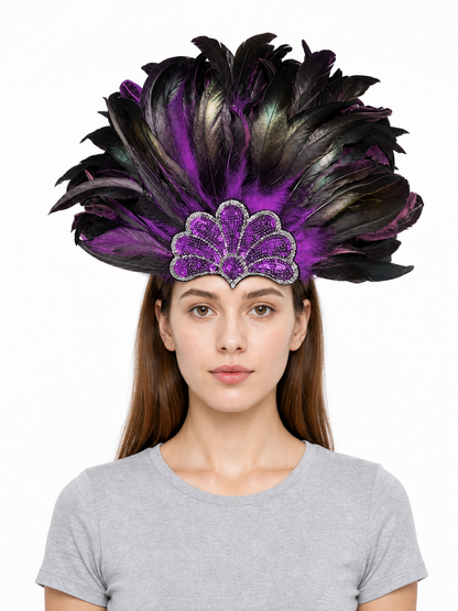 Carnival Headpiece with Purple Feathers