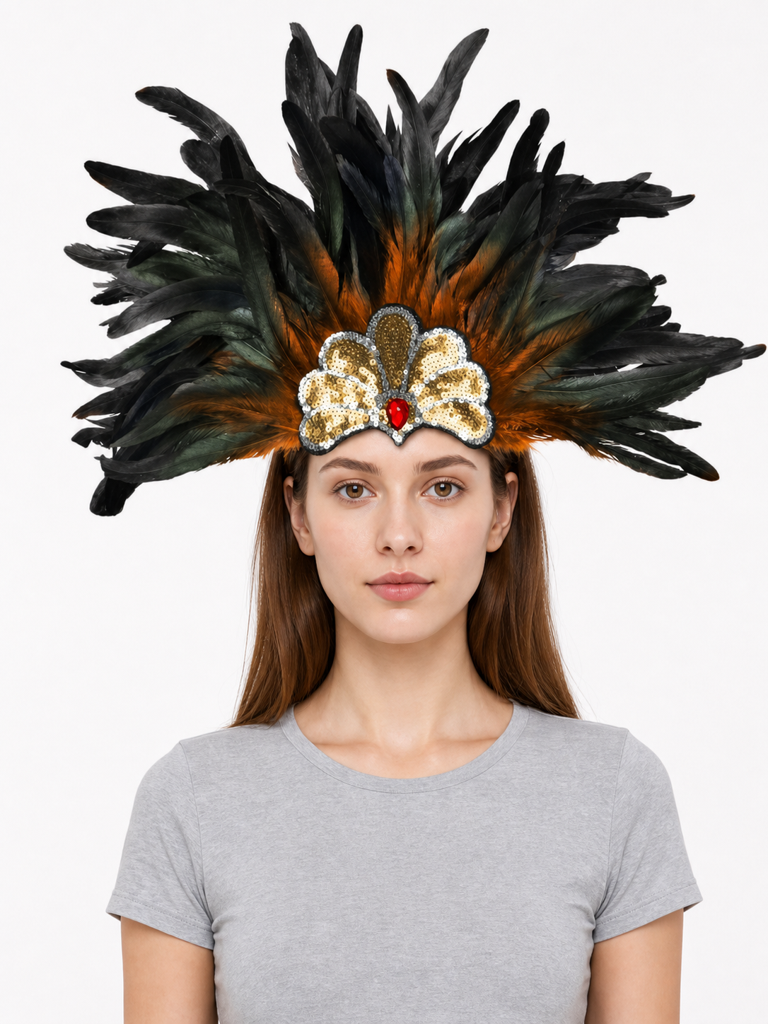 Carnival Feather and Bead Headpiece
